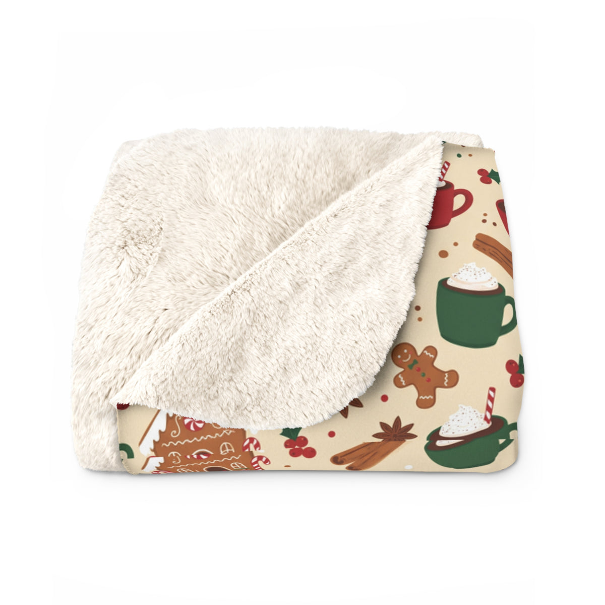 North Pole Gingerbread Christmas Sherpa Blanket | Fleece Throw