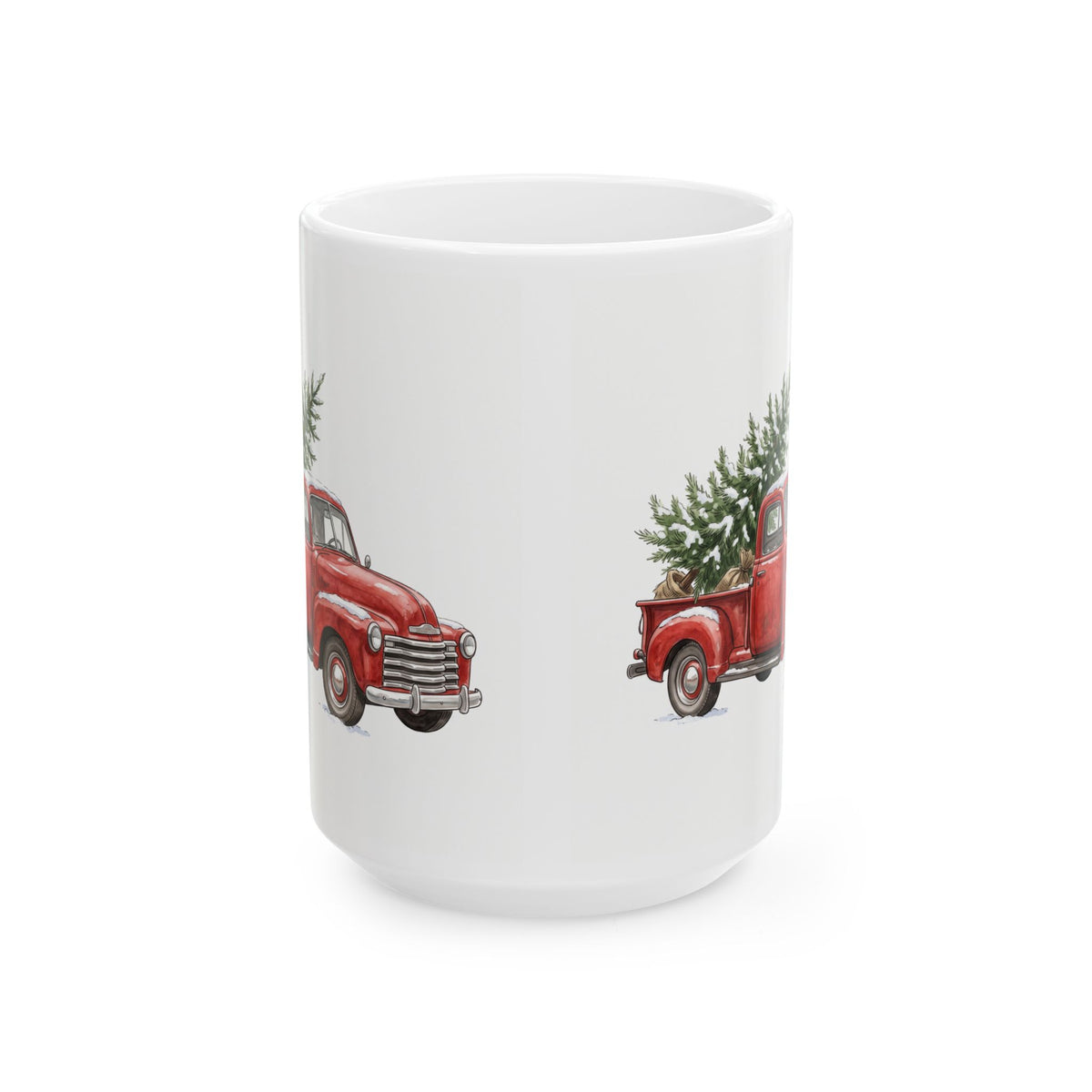 Vintage Red Truck Christmas Mug, 15 oz Ceramic