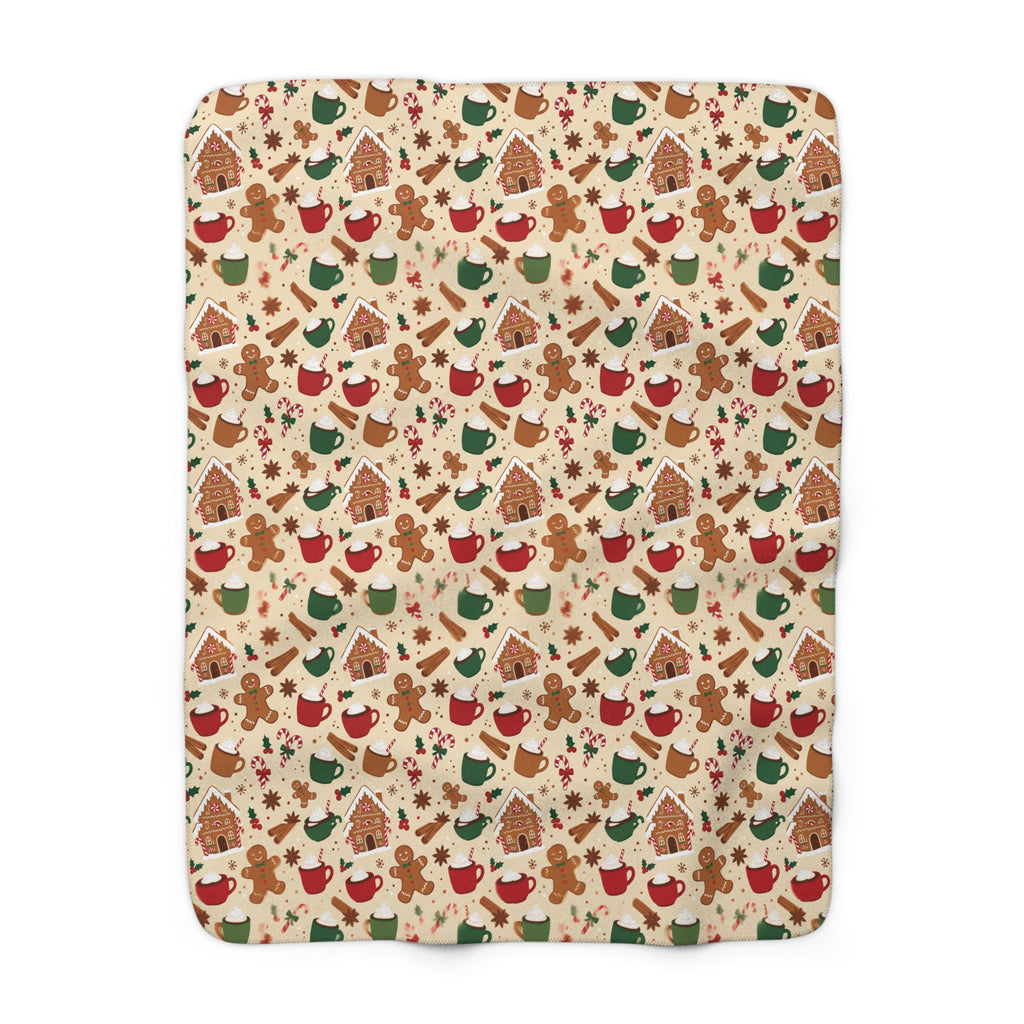 North Pole Gingerbread Christmas Sherpa Blanket | Fleece Throw