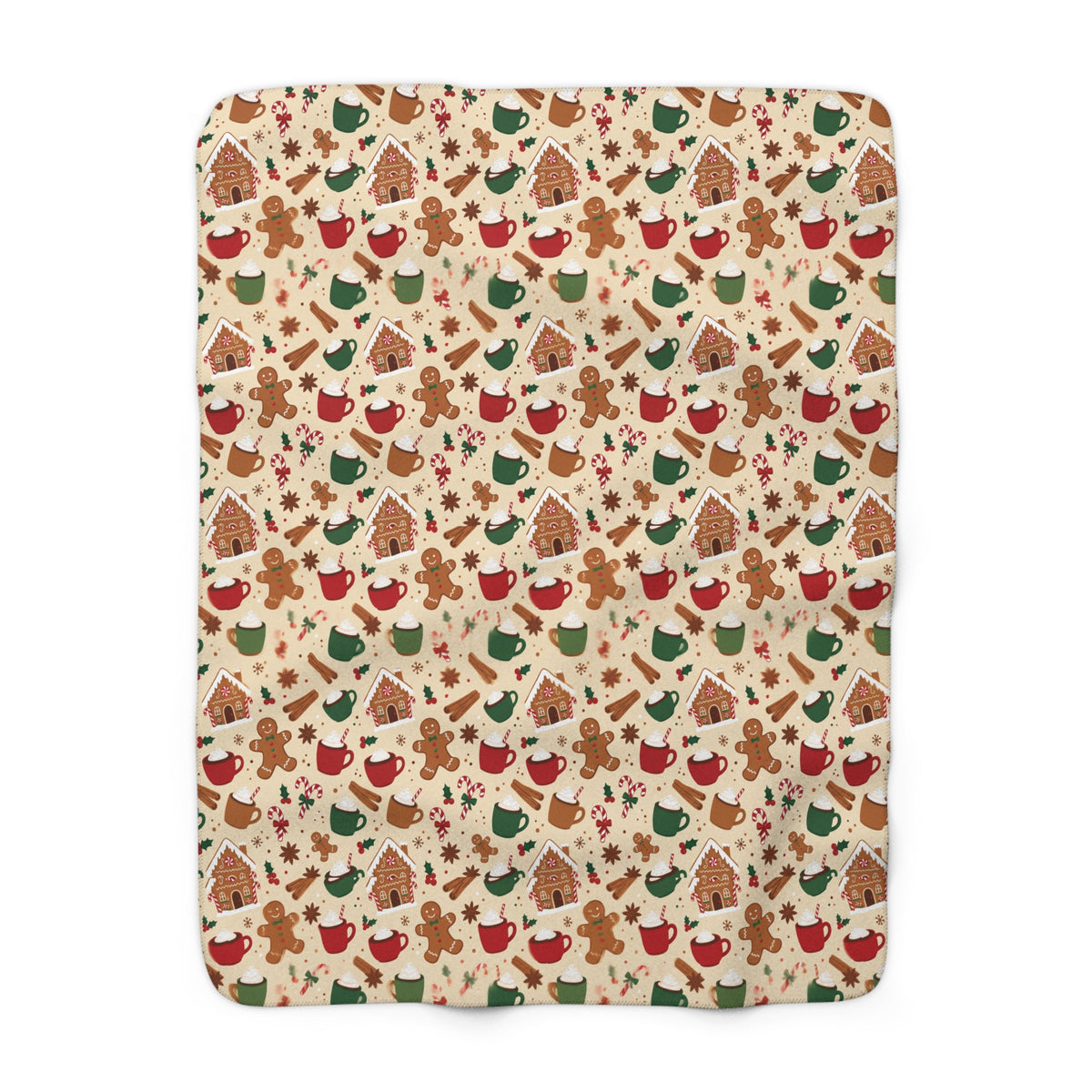 North Pole Gingerbread Christmas Sherpa Blanket | Fleece Throw