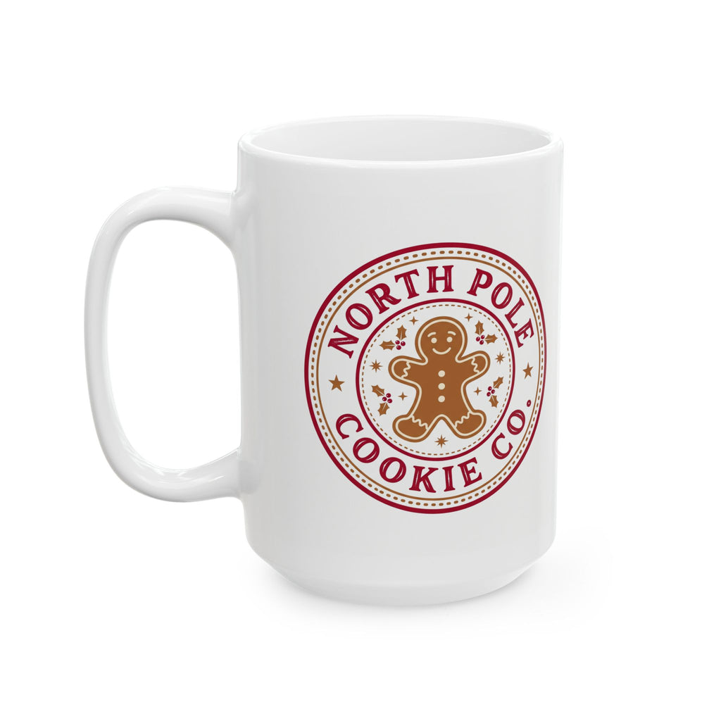 North Pole Cookie Co. Christmas Mug, 15 oz Ceramic Gingerbread Design