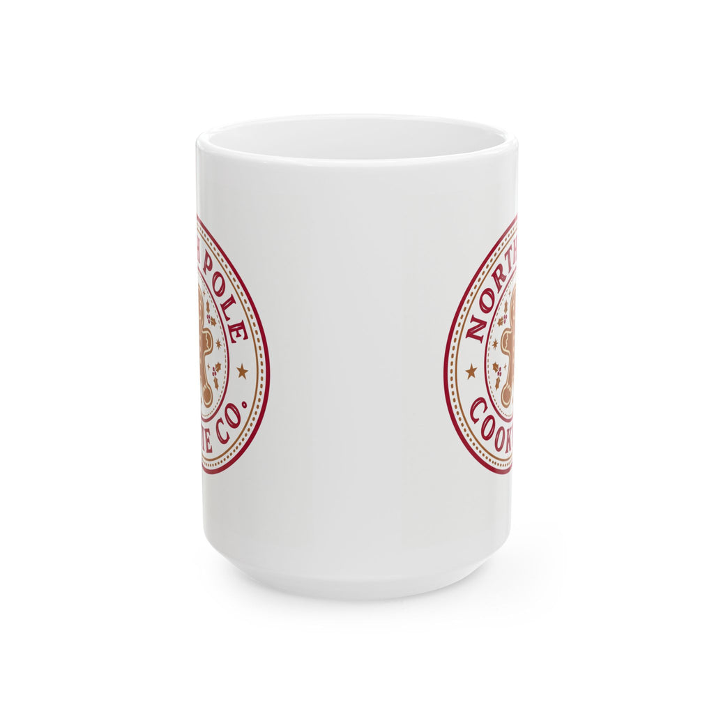 North Pole Cookie Co. Christmas Mug, 15 oz Ceramic Gingerbread Design