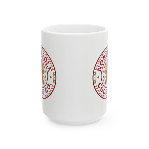 North Pole Cookie Co. Ceramic Mug | 15 oz Vintage Gingerbread Holiday Mug