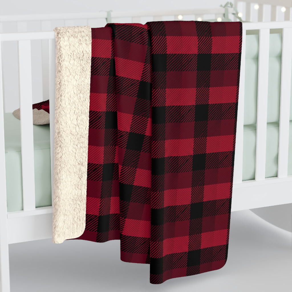 Rustic Cabin Buffalo Plaid Sherpa Blanket | Red & Black Fleece Throw