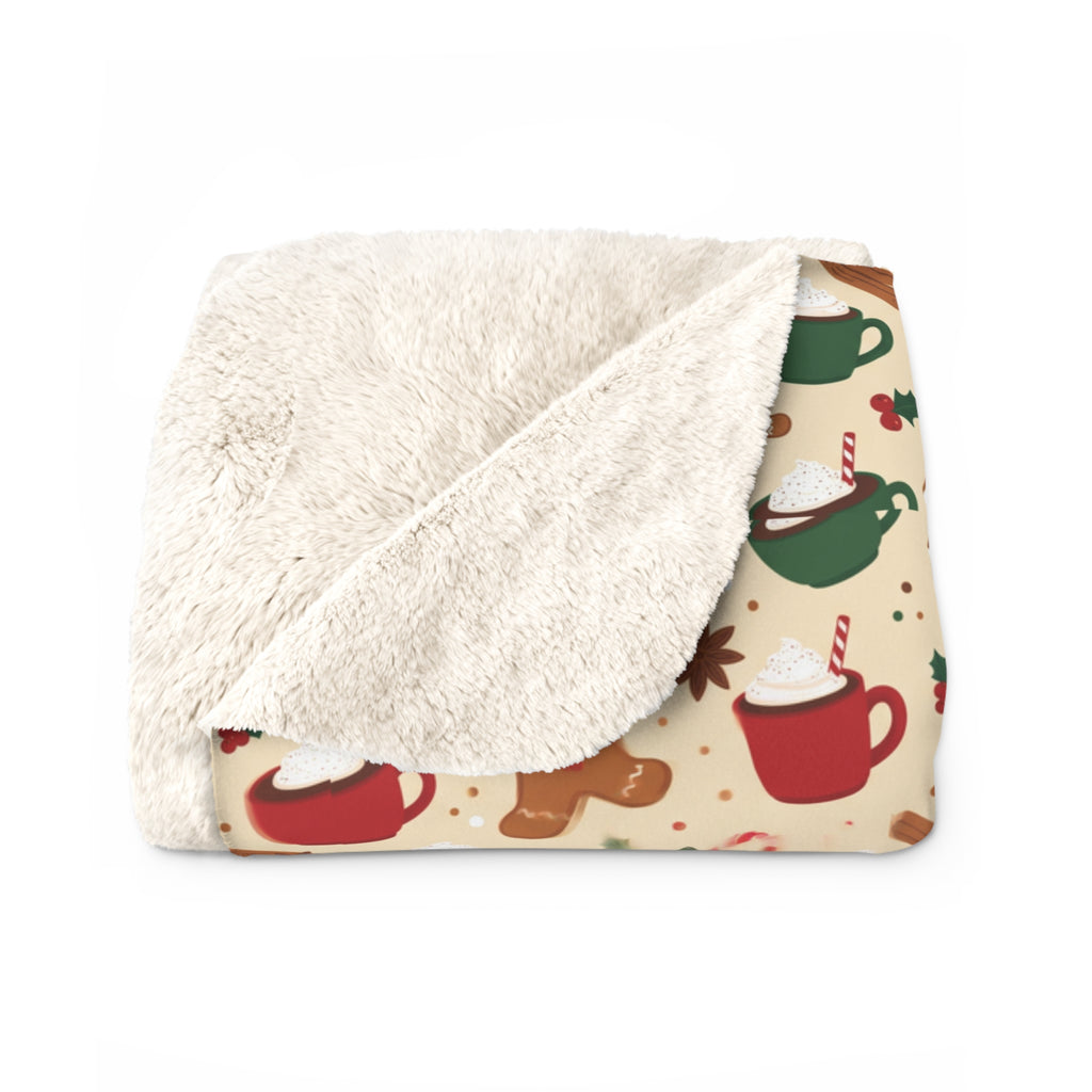 North Pole Gingerbread Christmas Sherpa Blanket | Fleece Throw