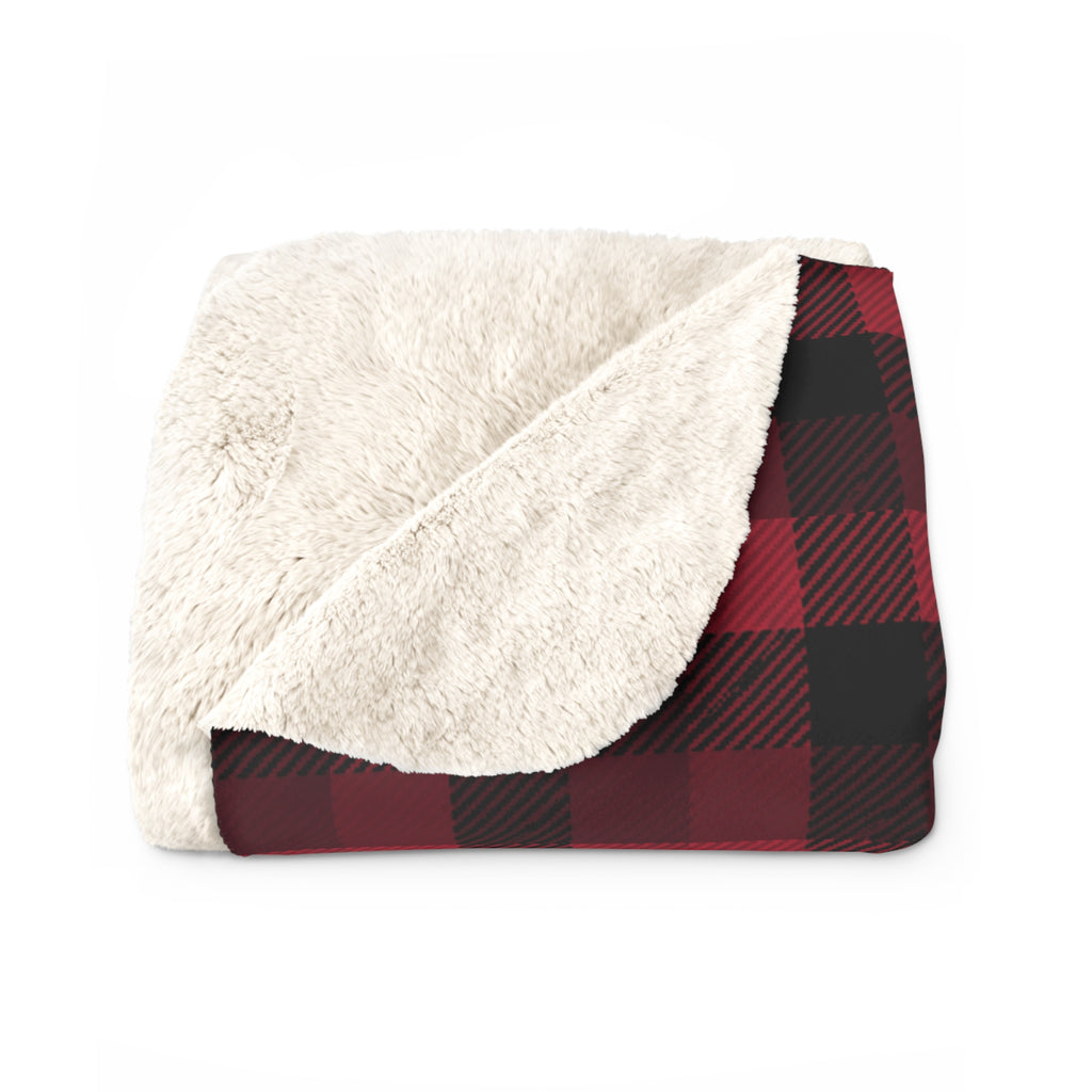 Rustic Cabin Buffalo Plaid Sherpa Blanket | Red & Black Fleece Throw
