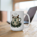 The Nordic Hygge Ceramic Mug | 15 oz Minimalist Pine Tree Holiday Mug