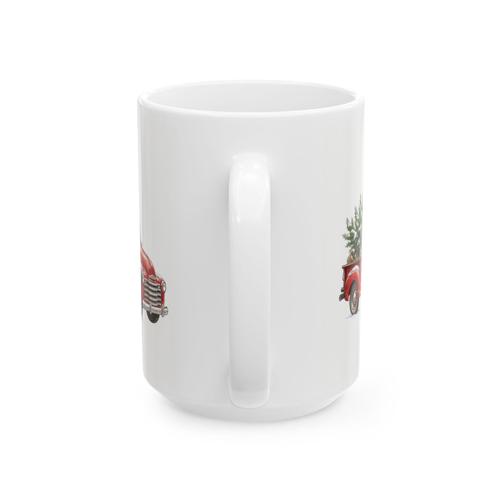 Vintage Red Truck Christmas Mug, 15 oz Ceramic