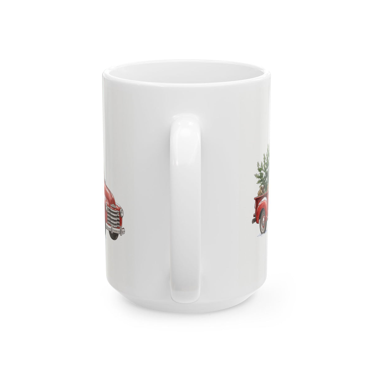 Vintage Red Truck Christmas Mug, 15 oz Ceramic