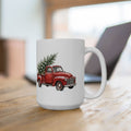 Vintage Red Truck Christmas Mug, 15 oz Ceramic