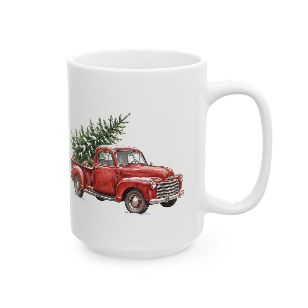 Vintage Red Truck Christmas Mug, 15 oz Ceramic