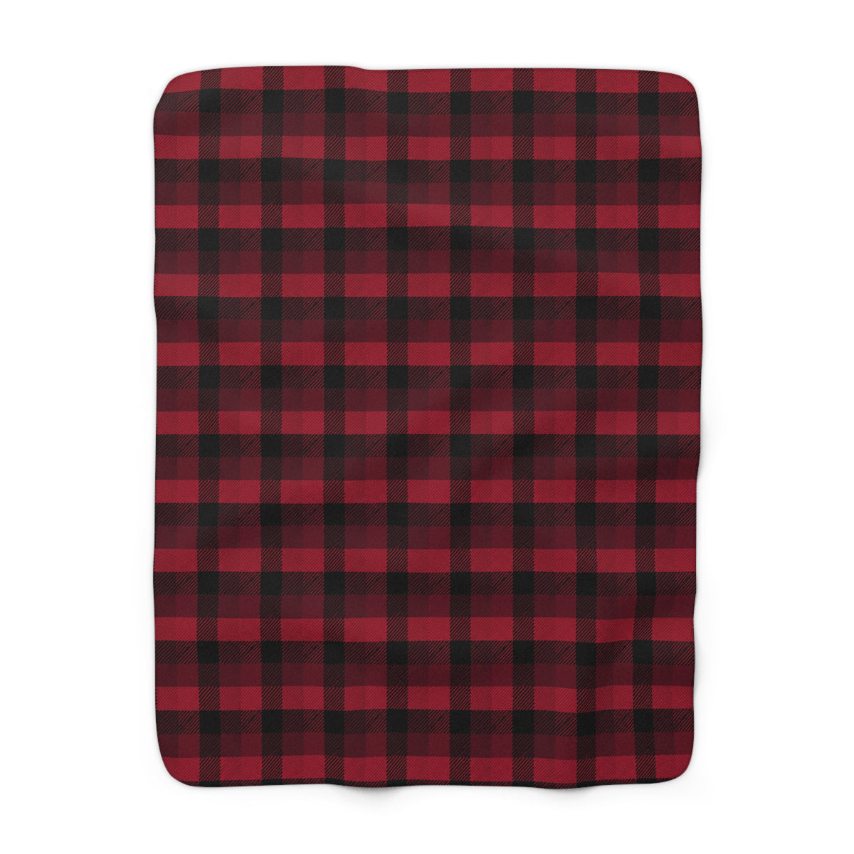 Rustic Cabin Buffalo Plaid Sherpa Blanket | Red & Black Fleece Throw
