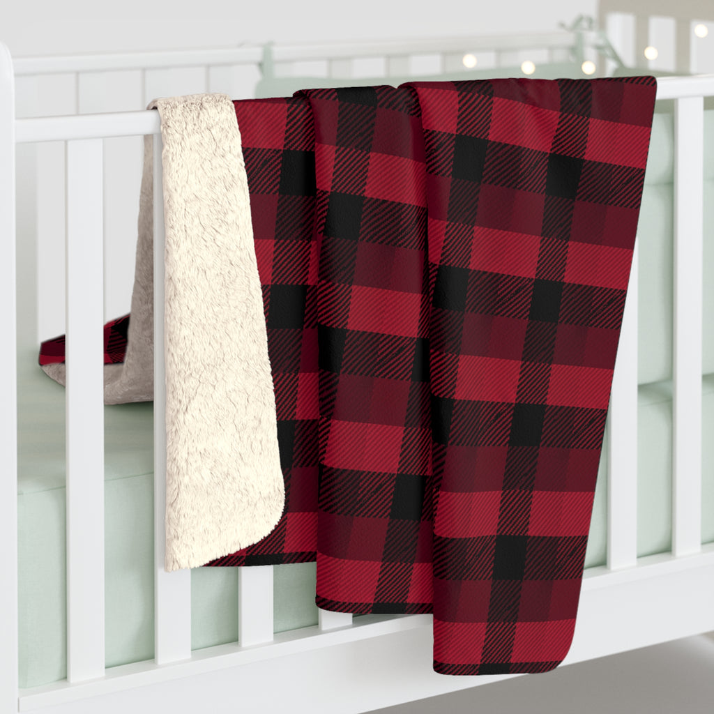 Rustic Cabin Buffalo Plaid Sherpa Blanket | Red & Black Fleece Throw