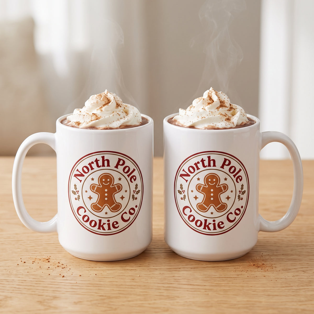North Pole Bakery Christmas Gift Set | Gingerbread Blanket & 2 Mugs