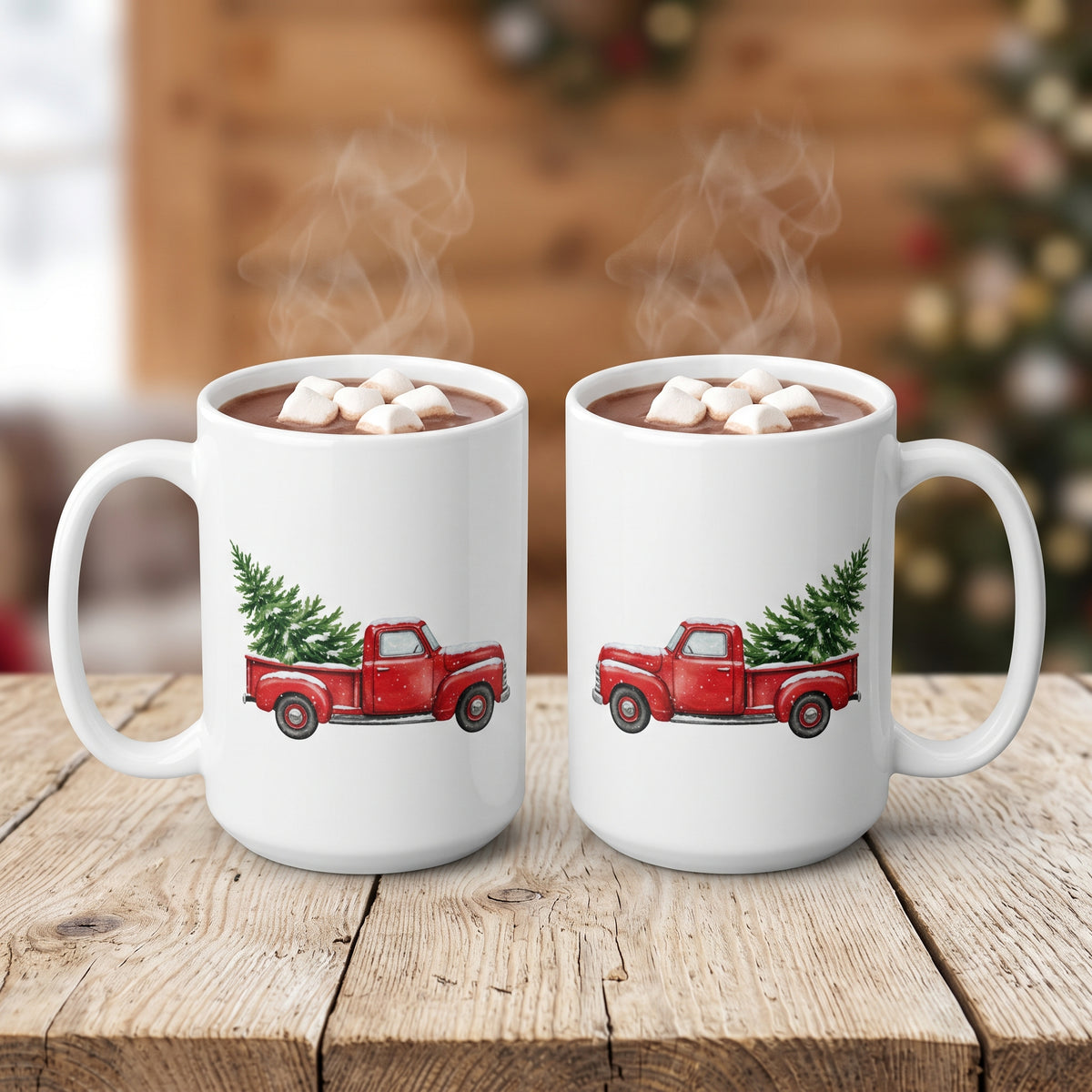 Rustic Cabin Christmas Gift Set | Buffalo Plaid Blanket & 2 Mugs